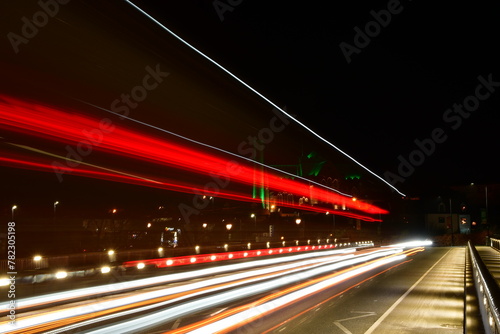 Car light trails on Wolfe Tone Bridge, Kilkenny, Ireland
