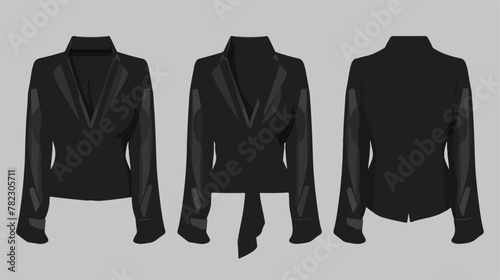Black long sleeve blouse jacket template. Vector il
