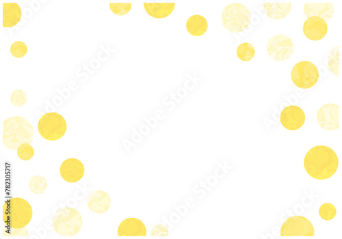 手描きの水彩水玉フレーム背景4黄色
