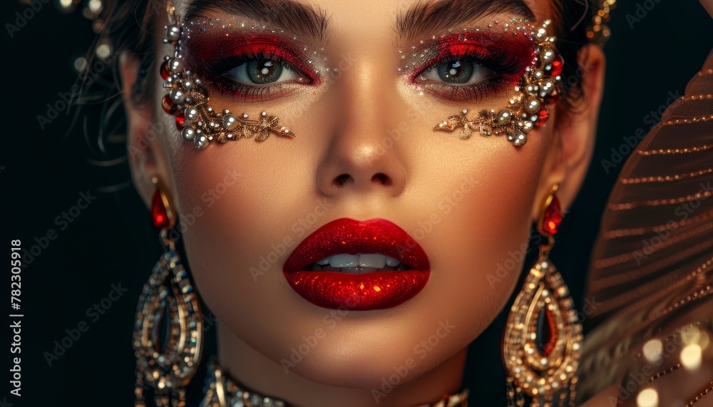 Beautiful woman with flawless makeup and high end accessories Beautiful woman with flawless makeup and high end accessories