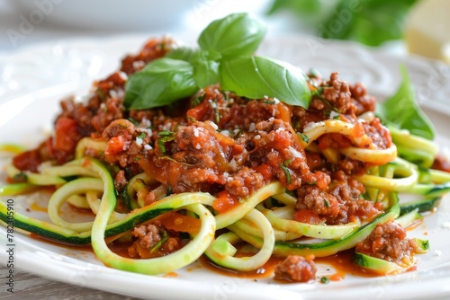 Beef bolognese with zucchini noodles