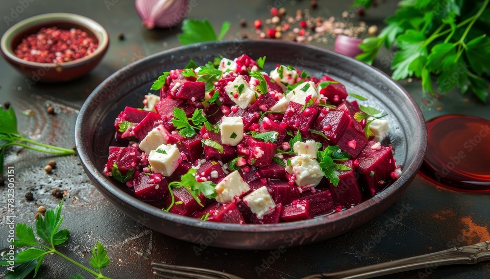 Beet and feta salad healthy vegetarian detox with parsley Beet and feta salad healthy vegetarian detox with parsley