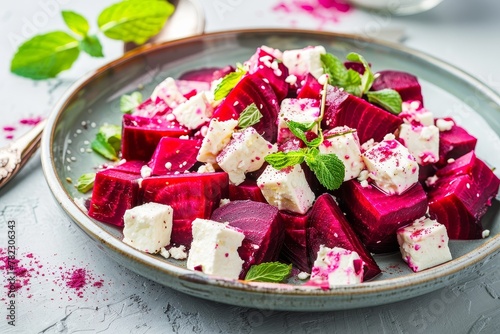 Beet salad with feta and mint
