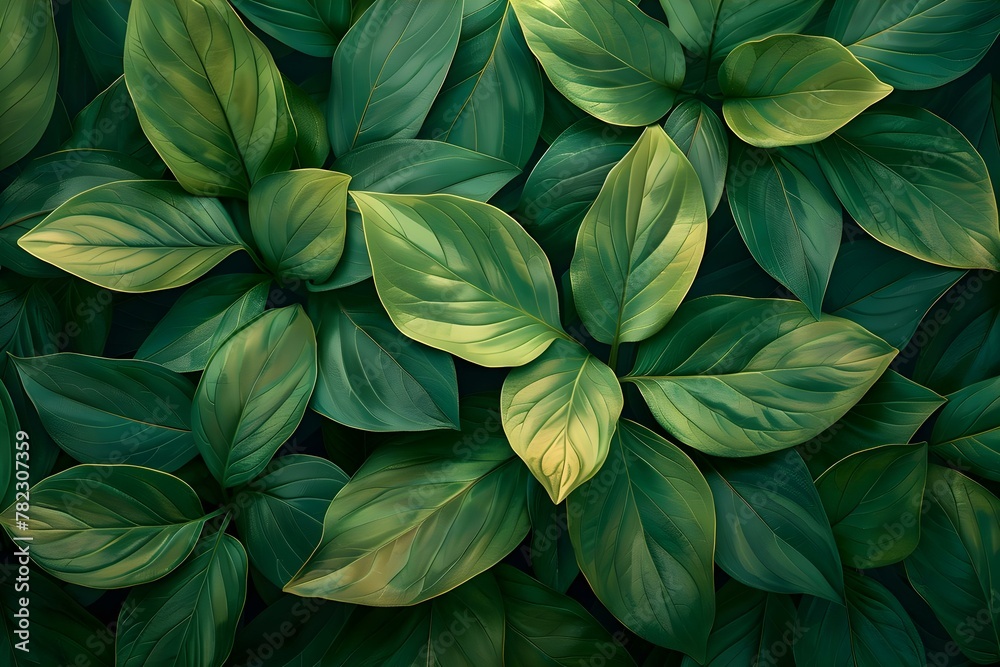 Vibrant Green Leaves Pattern, Nature Inspired Minimalist Art. Concept Nature-Inspired Art, Green Leaves Pattern, Minimalist Design