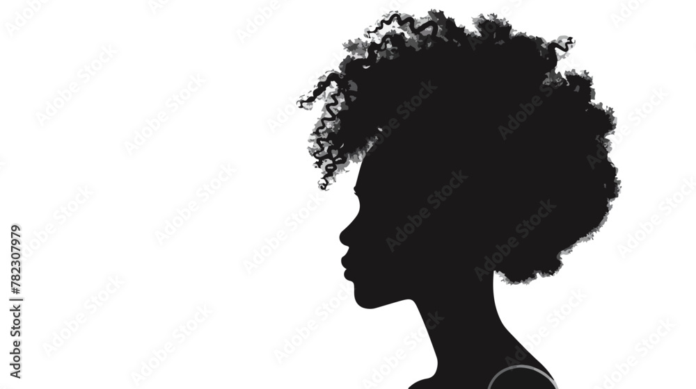 Black profile of an African woman on a white backgr