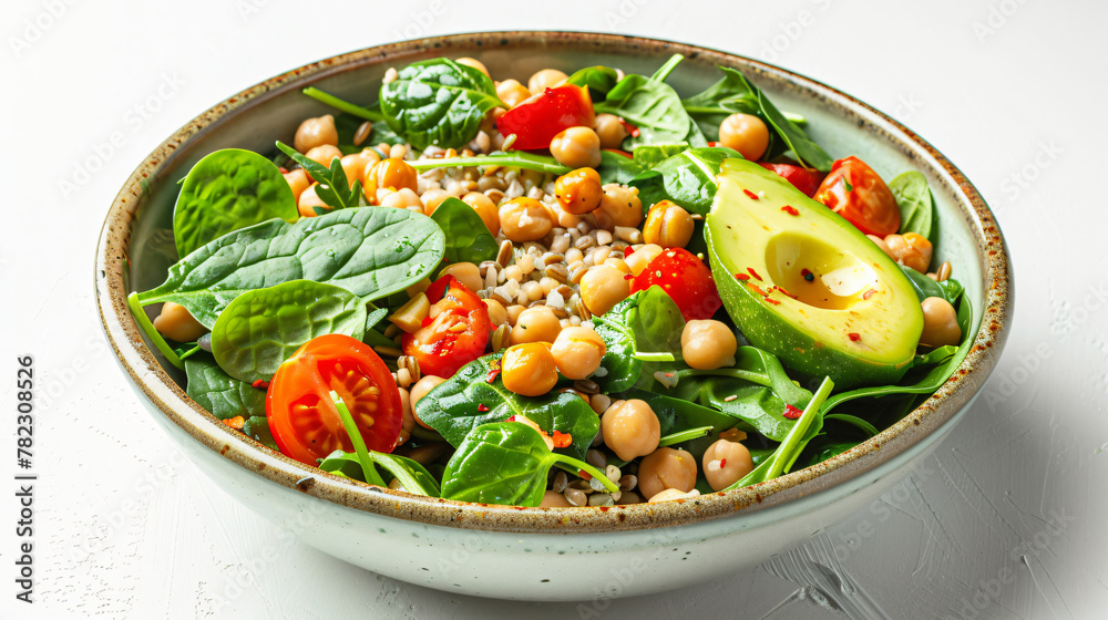 Delicious Bowl of Spinach Salad with Chickpeas