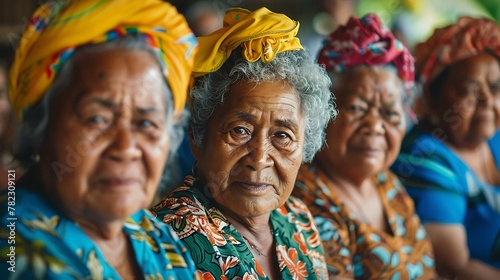 Women of Tonga. Women of the World. Elderly women wearing colorful headscarves sit in a row, exuding a sense of wisdom and tradition. #wotw