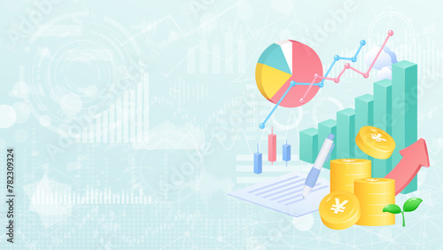 資産が増えるイラストの背景_16:9_円