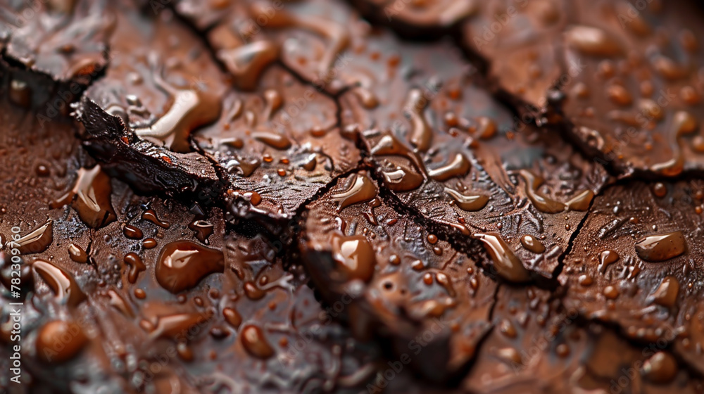 dark brown color tree trunk bark textured chocolate layers with water drops on it dark brown color tree trunk bark textured chocolate layers with water drops on it