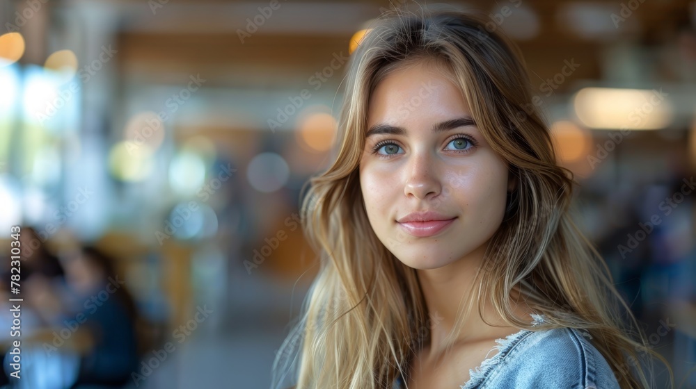 Portrait of a Beautiful Intelligent Woman in a Library or Classroom Generative AI Portrait of a Beautiful Intelligent Woman in a Library or Classroom Generative AI