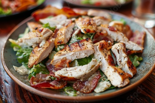 Caesar salad with chicken and bacon
