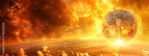 Global boiling, climate change, planet earth on fire