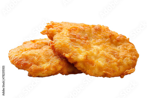 Two Fried Chicken Patties on White Background