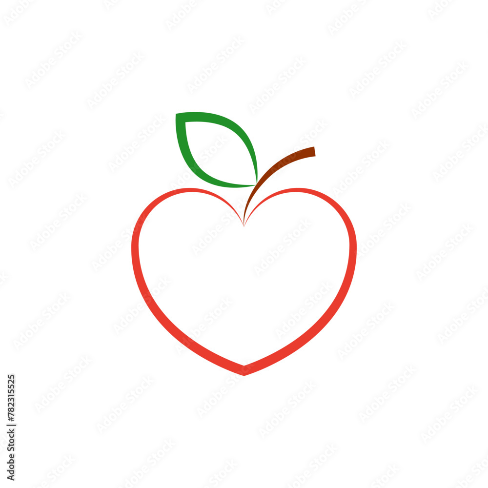 Apple fruit in the shape of a heart. Vector on white background. Apple fruit in the shape of a heart. Vector on white background.