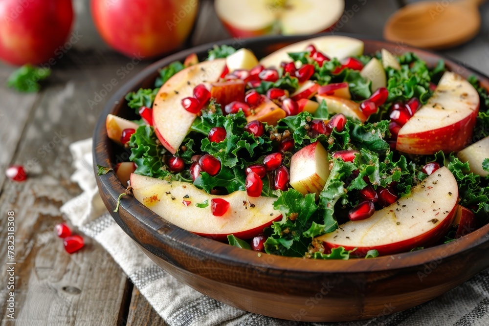 Autumn salad with homemade pomegranate apple and kale Autumn salad with homemade pomegranate apple and kale