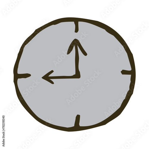 Doodle wall clock icon hand drawn with thin line in minimalistic style. Vector illustration isolated on white background