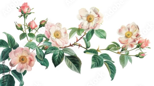 Vintage artwork featuring several types of roses photo