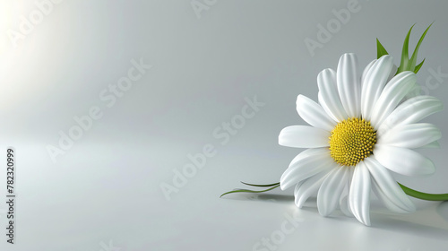 A beautiful 3D illustration of a white daisy flower with a yellow center. photo