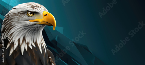 proud eagle on blue background with copy space