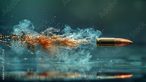 Bullet slicing through air with precision visualizing its speed and trajectory blending physics and art