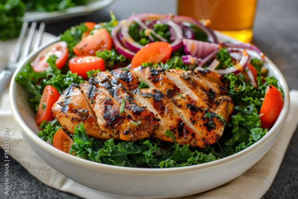 Grilled chicken on kale salad Grilled chicken on kale salad