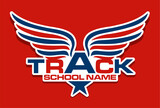 track and field team design with wings for school, college or league sports