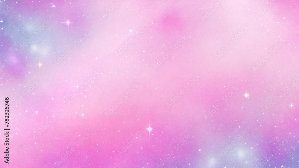 Purple unicorn background. Pastel watercolor sky with glitter stars and bokeh. Fantasy galaxy with holographic texture. Magic marble space.