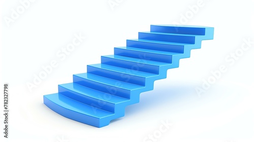 3D rendering of a staircase going up. The stairs are blue and the background is white.