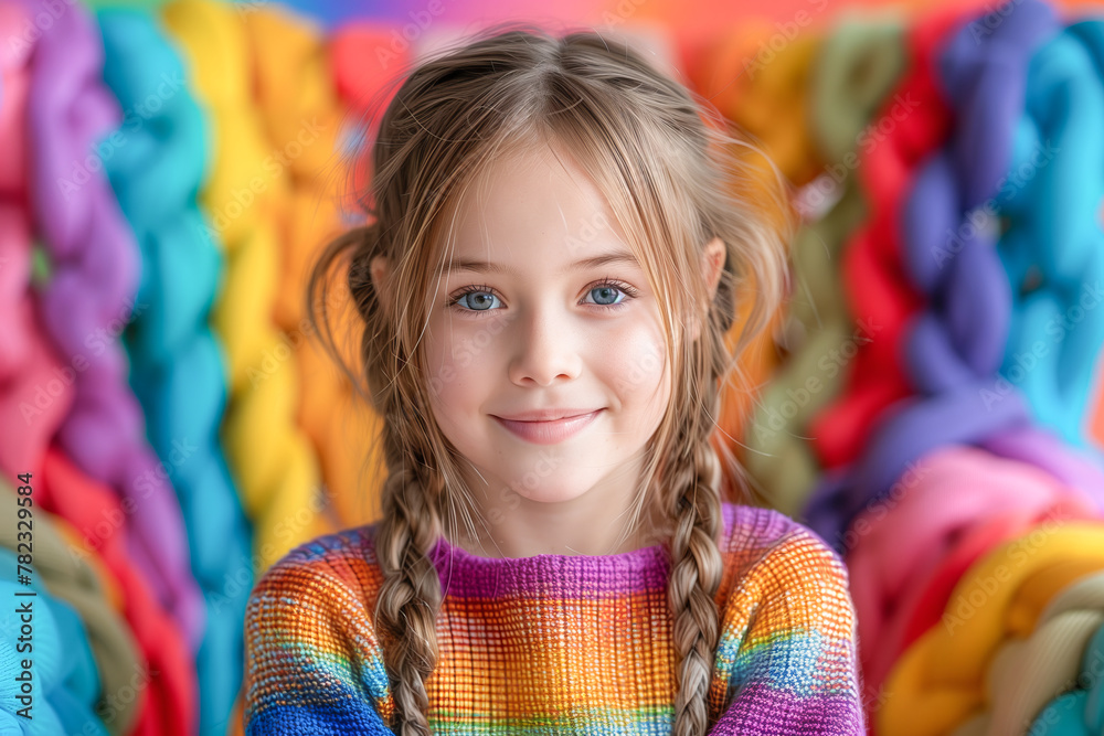 Fototapeta premium Cheerful child with colorful background