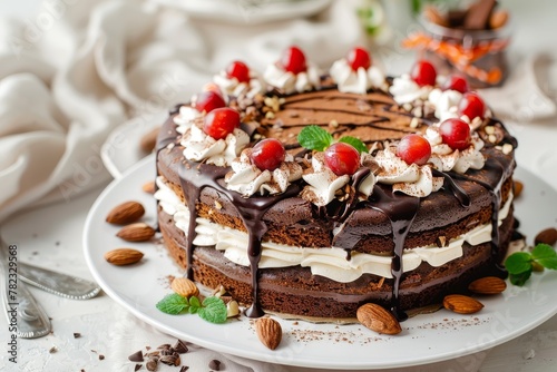 Italian chocolate and almond cake photo