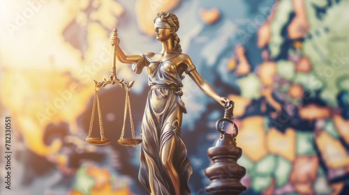 Statue of Lady Justice Holding Scale of Justice photo