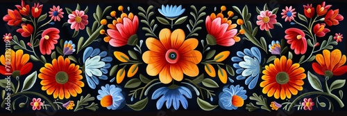 A detailed display of Mexican floral embroidery, perfect for cultural publications