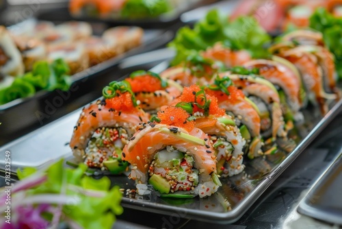 Japanese style Kani salad maki sushi roll at the restaurant © The Big L