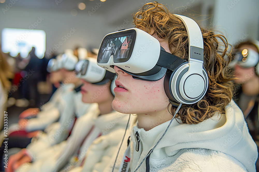 Young audience engaged in vr experience Young audience engaged in vr experience