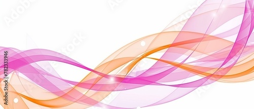  A white backdrop featuring pink and orange waves on the left and right