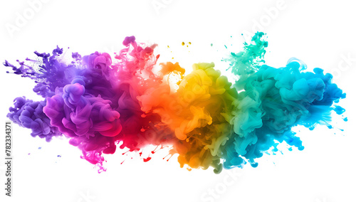 Colorful smoke explosion on a white background