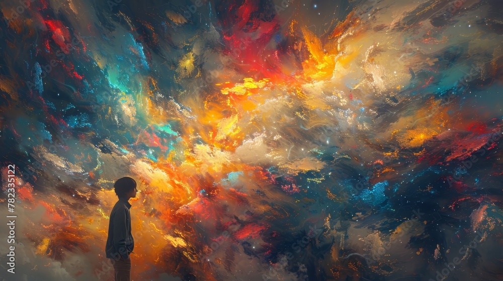 multicolored clouds, stars multicolored clouds, stars