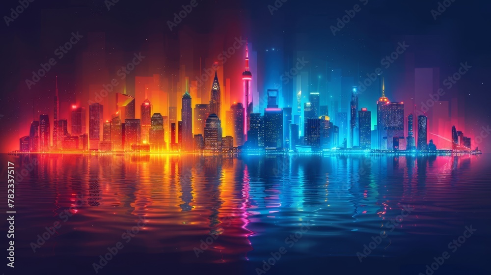  water mirroring lights from buildings and cityscape