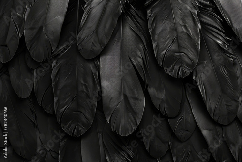 Black feathers texture background	
