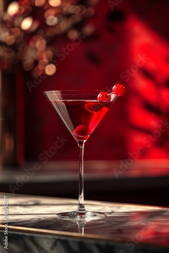 Glistening Red Cocktail in Ambience