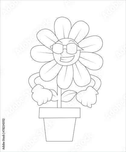 Flower coloring book page for kids