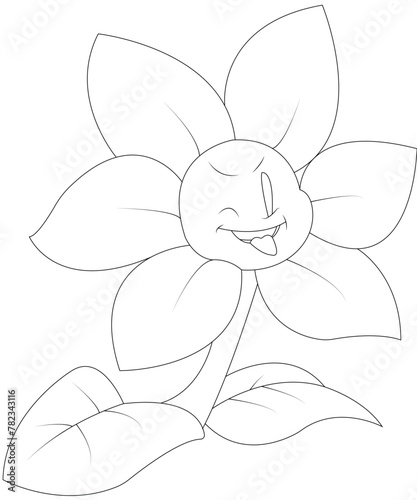 Flower coloring book page for kids