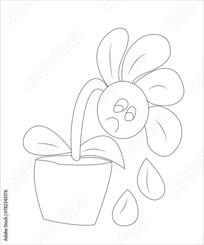 Flower coloring book page for kids