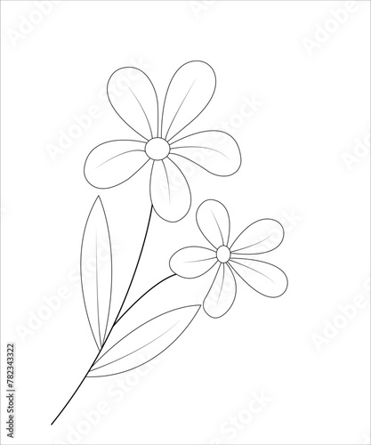 Flower coloring book page for kids