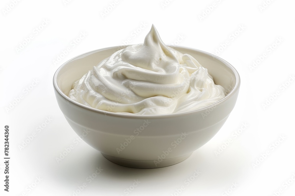 Cream cheese and sour cream dip on white background Cream cheese and sour cream dip on white background