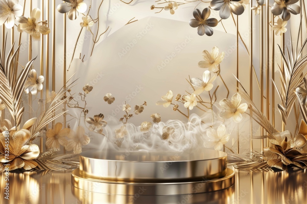 White and Gold Vase With Flowers