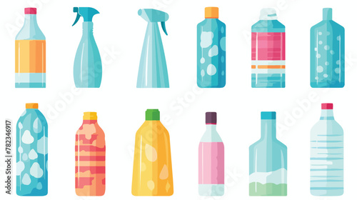 Bottles for cleaning products flat vector illustrat