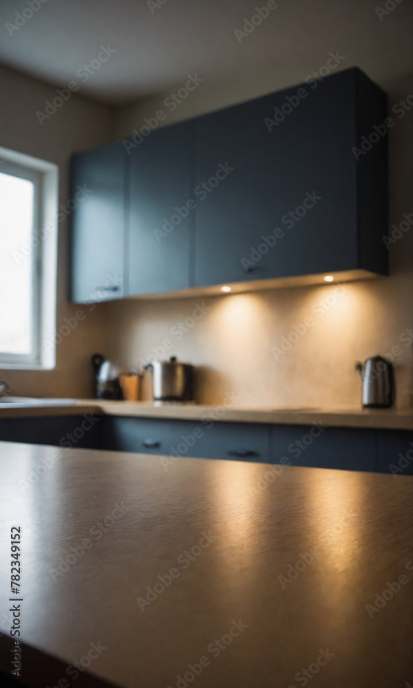 Empty table on a kitchen background for product presentation Empty table on a kitchen background for product presentation