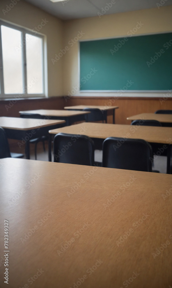 Empty table on a school background for product presentation Empty table on a school background for product presentation