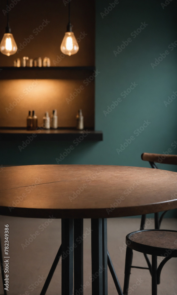 Empty table on an eclectic background for product presentation Empty table on an eclectic background for product presentation